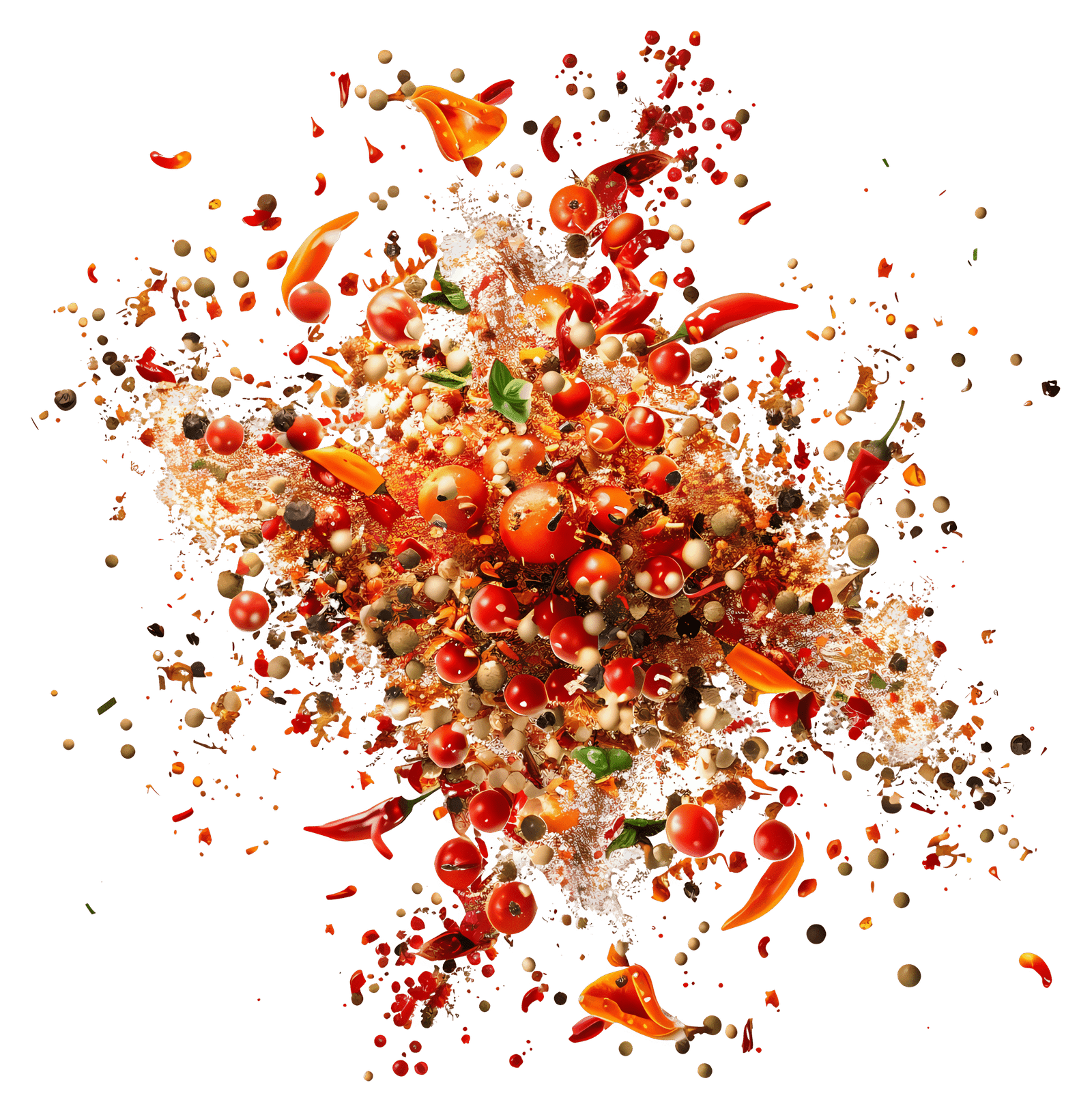 Explosion of authentic Kerala spices, chillies and peppercorns